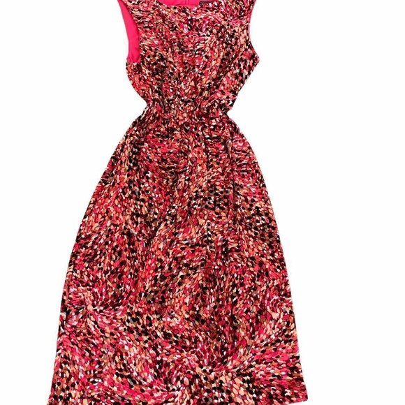 Jessica Howard Sz 6 Sleeveless Sheath Dress Drape Waist Pink Multicolor #230L - Picture 4 of 6